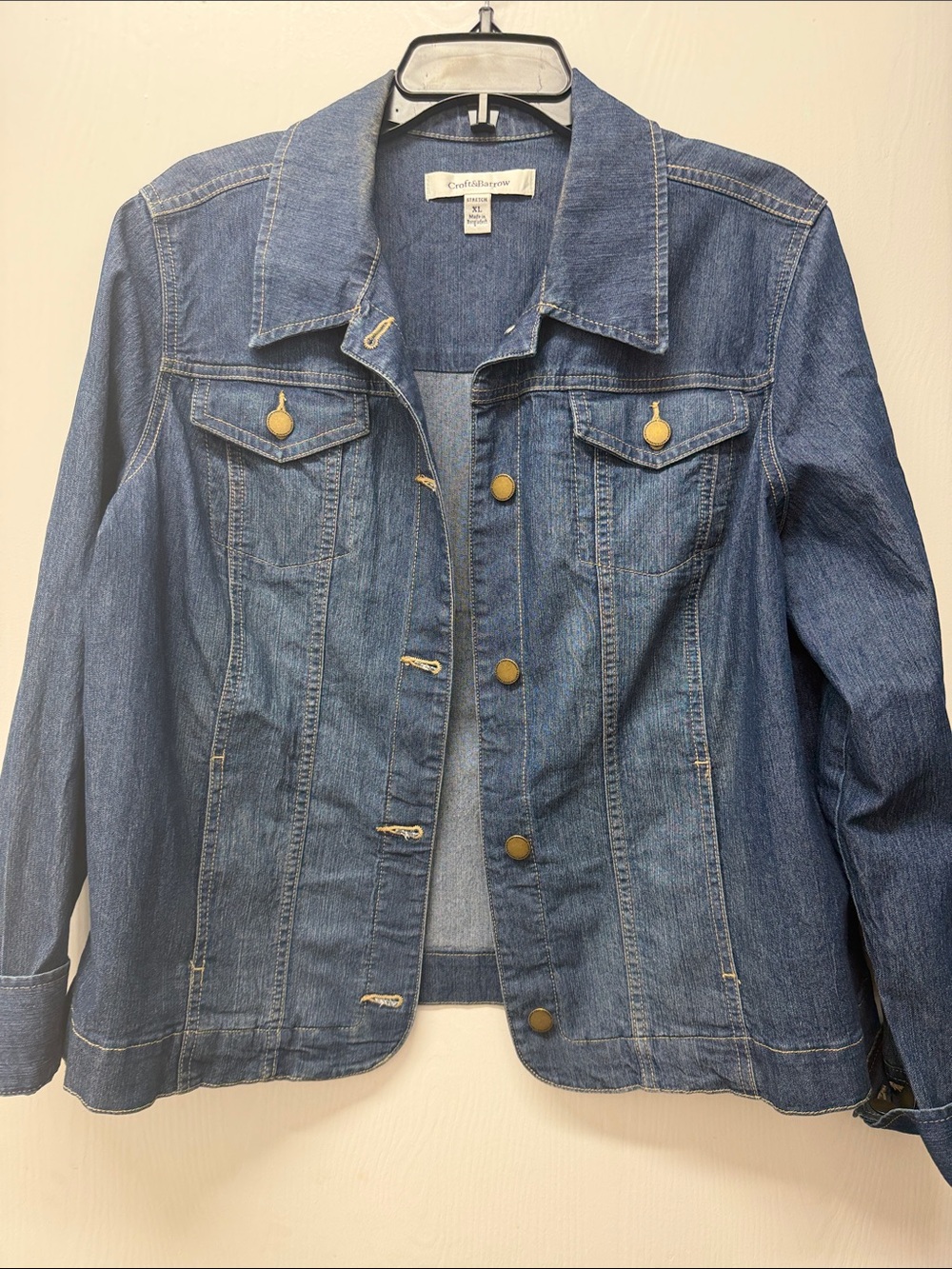 croft & barrow Dark Blue Denim Jacket with Gold-Tone Buttons